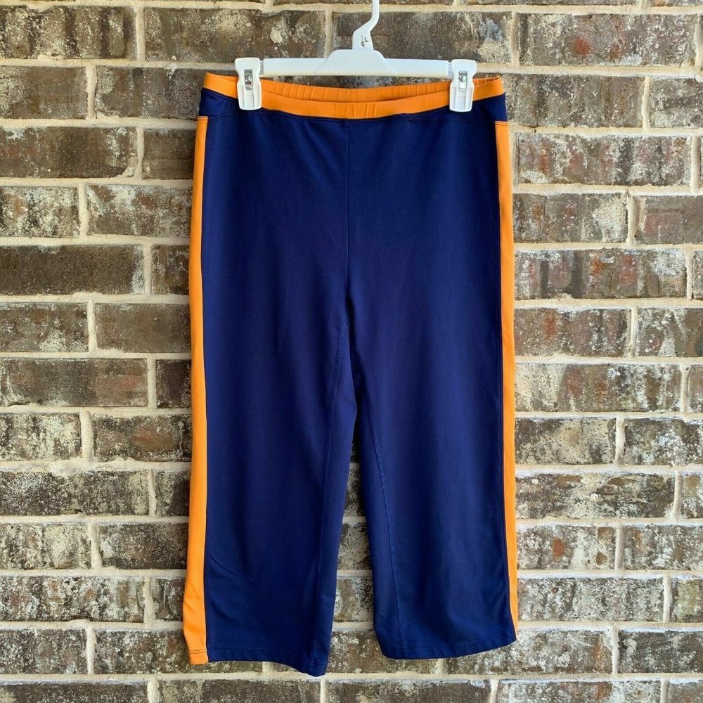 JW Junction West Women's Active Performance Cropped Pants Blue Orange Size L